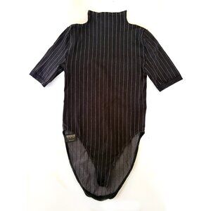 90's Wolford Vintage pinstripe bodysuit pinstripe  short sleeve _Size S